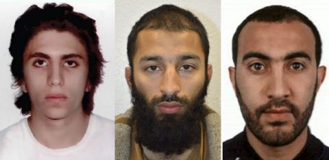 A combination of pictures released by the British Metropolitan Police Service in London on June 6, 2017 shows (L-R) Youssef Zaghba, Khuram Shazad Butt and Rachid Redouane believed by police to be the three attackers in the June 3 terror attack on London Bridge. / AFP PHOTO / METROPOLITAN POLICE / HANDOUT