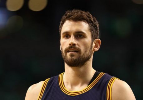 BOSTON, MA - MAY 25: Kevin Love #0 of the Cleveland Cavaliers looks on prior to Game Five of the 2017 NBA Eastern Conference Finals against the Boston Celtics at TD Garden on May 25, 2017 in Boston, Massachusetts. NOTE TO USER: User expressly acknowledges and agrees that, by downloading and or using this photograph, User is consenting to the terms and conditions of the Getty Images License Agreement. Elsa/Getty Images/AFP