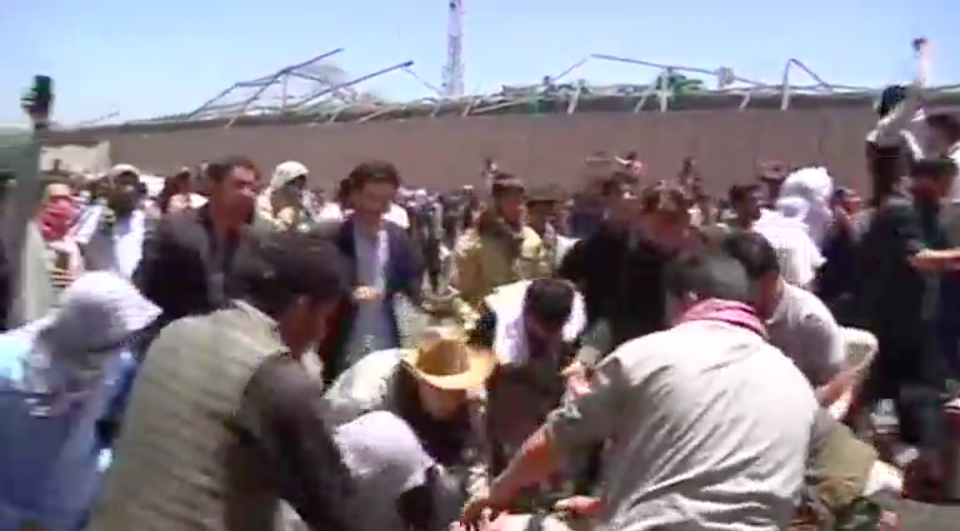 Hundreds of chanting Afghan protesters demanded the resignation of President Ashraf Ghani's government on Friday (June 2) following this week's devastating truck bomb attack in Kabul, squaring off against police who fired into the air to keep them back. Photo grabbed from Reuters video file.