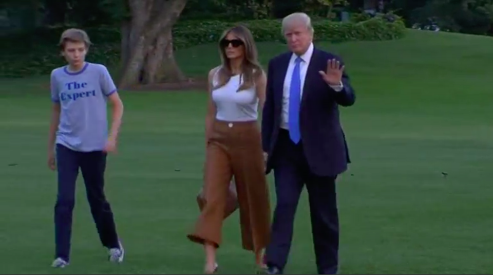 U.S. First Lady Melania Trump and her son Barron Trump will now officially call the White House 'home'. Photo grabbed from Reuters video file.