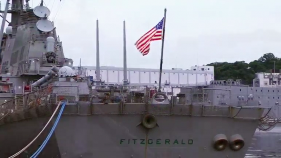 More than two thousand people in Yokosuka participated in a memorial service on Tuesday (June 27) held for the seven sailors who died when the USS Fitzgerald collided with a Philippine-flagged container ship. Photo grabbed from Reuters video file.