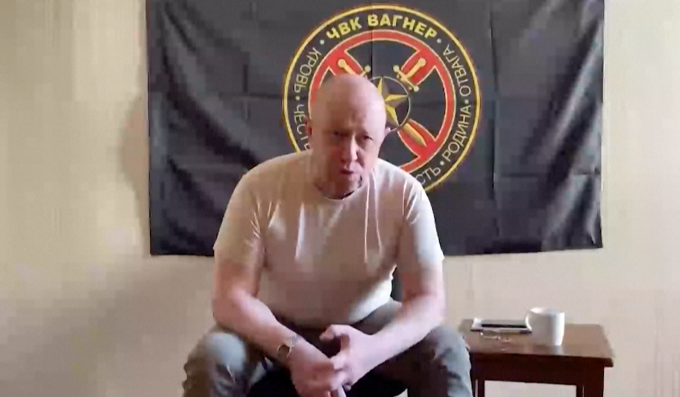 The head of the Wagner mercenary group vowed Saturday to "go to the end" to topple the Russian military leadership, whom he accused of launching strikes on his men, while the country's prosecutor general said he was under investigation for "armed rebellion". "We are going onwards and we will go to the end," Yevgeny Prigozhin, 62, said in an audio message. SCREEN GRAB FROM: TELEGRAM/ @CONCORDGROUP_OFFICIAL